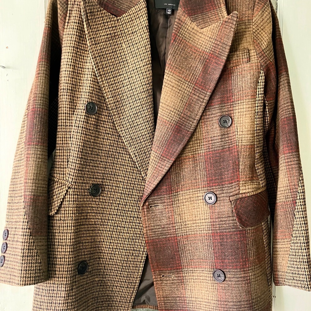 Tweed Plaid Patchwork Peacoat - image 1